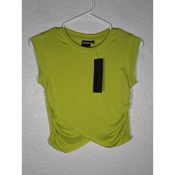 Mono B Tops - NWT Women’s Mono B Yoga Athletic Top. Size Small Cinch Sides Lime